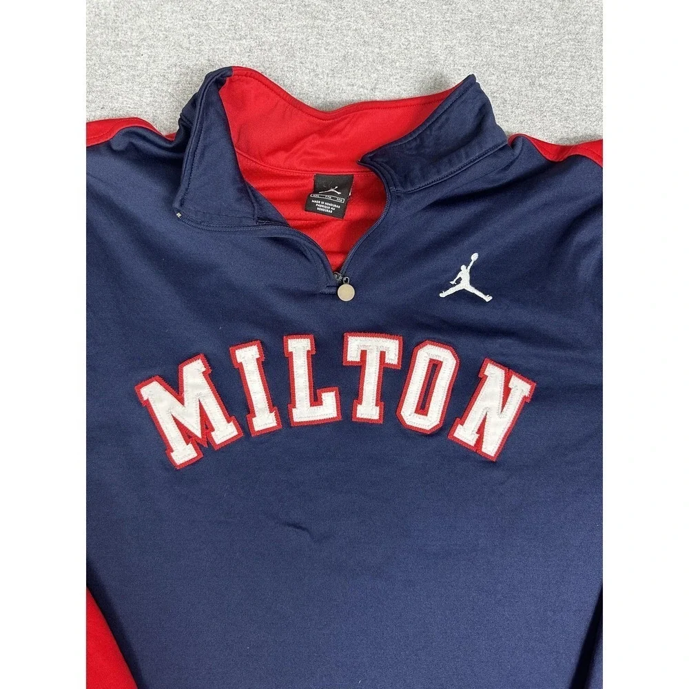 Milton Quarter Zip Pullover Mens 2XL Navy Red Jordan Nike Team Sports Warmup